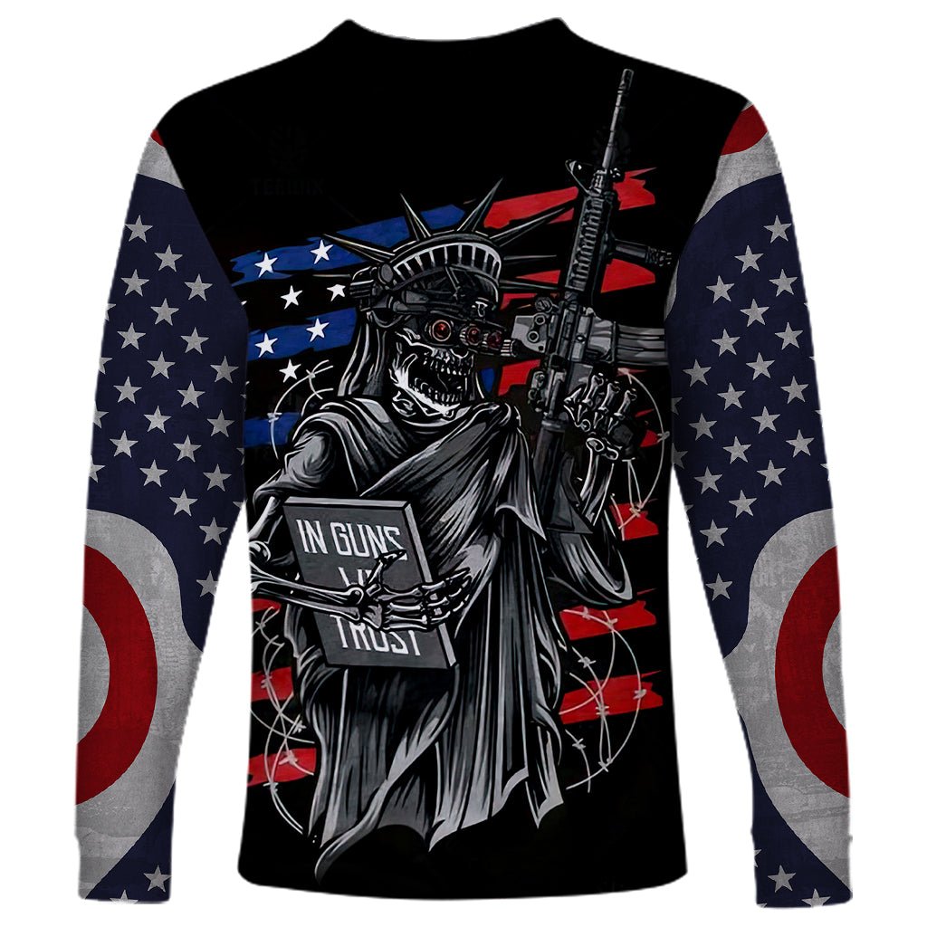 American Skull Long Sleeve Shirt In Gun We Trust - Wonder Print Shop