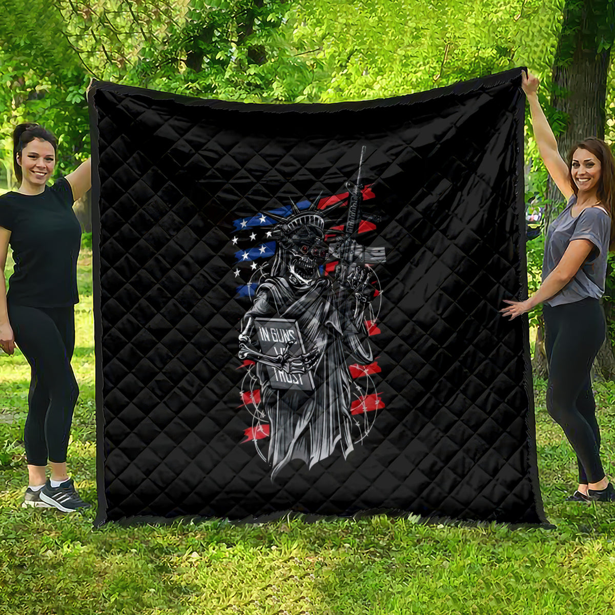 American Skull Quilt In Gun We Trust - Wonder Print Shop