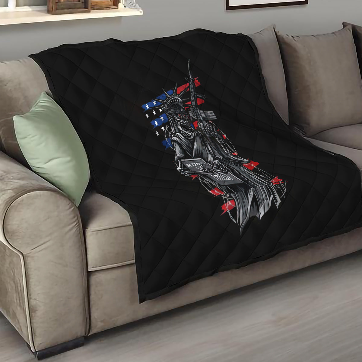 American Skull Quilt In Gun We Trust - Wonder Print Shop