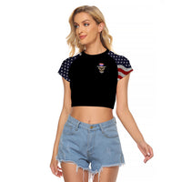 American Skull Raglan Cropped T Shirt In Gun We Trust - Wonder Print Shop