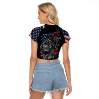 American Skull Raglan Cropped T Shirt In Gun We Trust - Wonder Print Shop