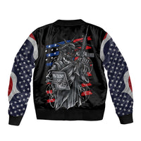 American Skull Sleeve Zip Bomber Jacket In Gun We Trust - Wonder Print Shop