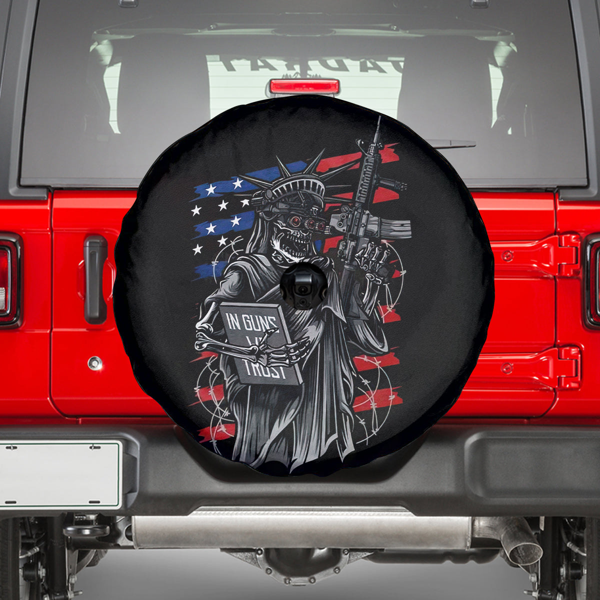 American Skull Spare Tire Cover In Gun We Trust - Wonder Print Shop