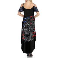 American Skull Summer Maxi Dress In Gun We Trust - Wonder Print Shop