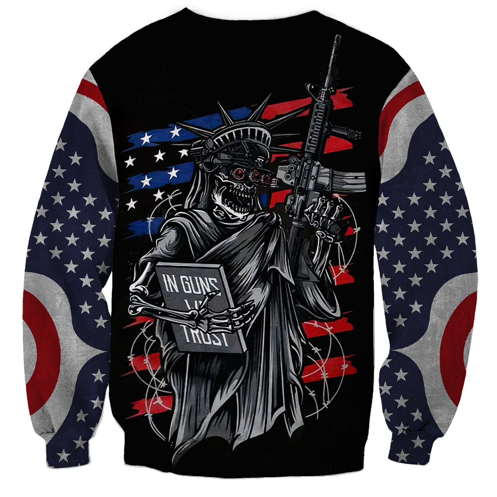 American Skull Sweatshirt In Gun We Trust - Wonder Print Shop