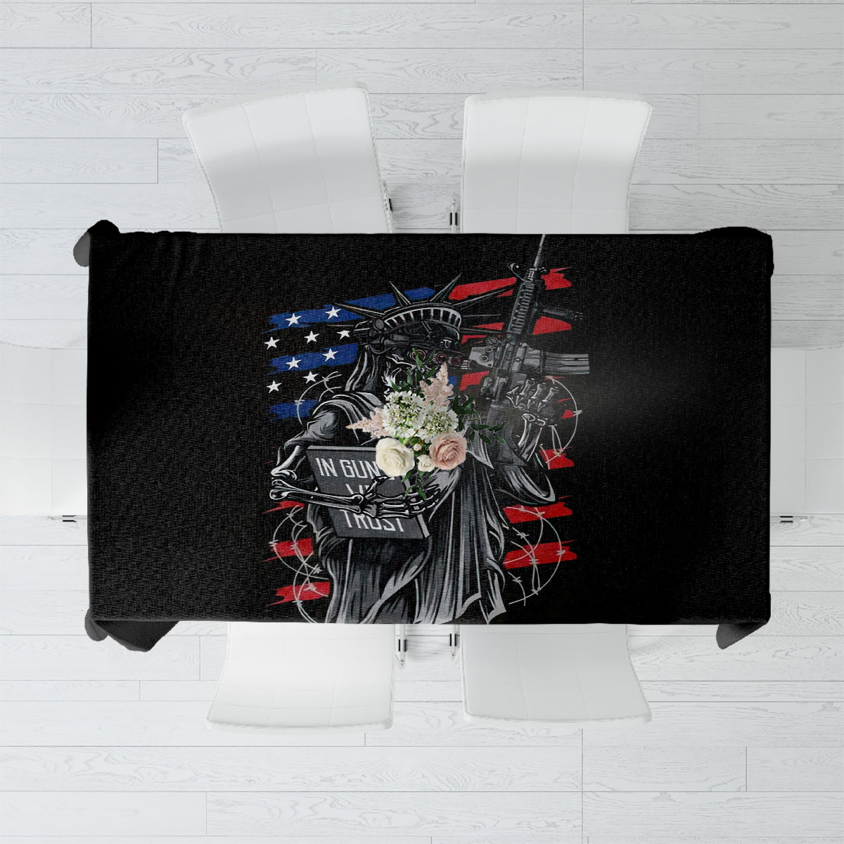 American Skull Tablecloth In Gun We Trust - Wonder Print Shop