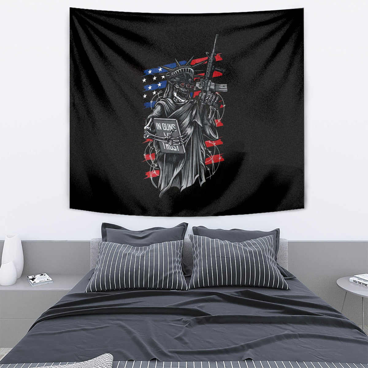 American Skull Tapestry In Gun We Trust - Wonder Print Shop