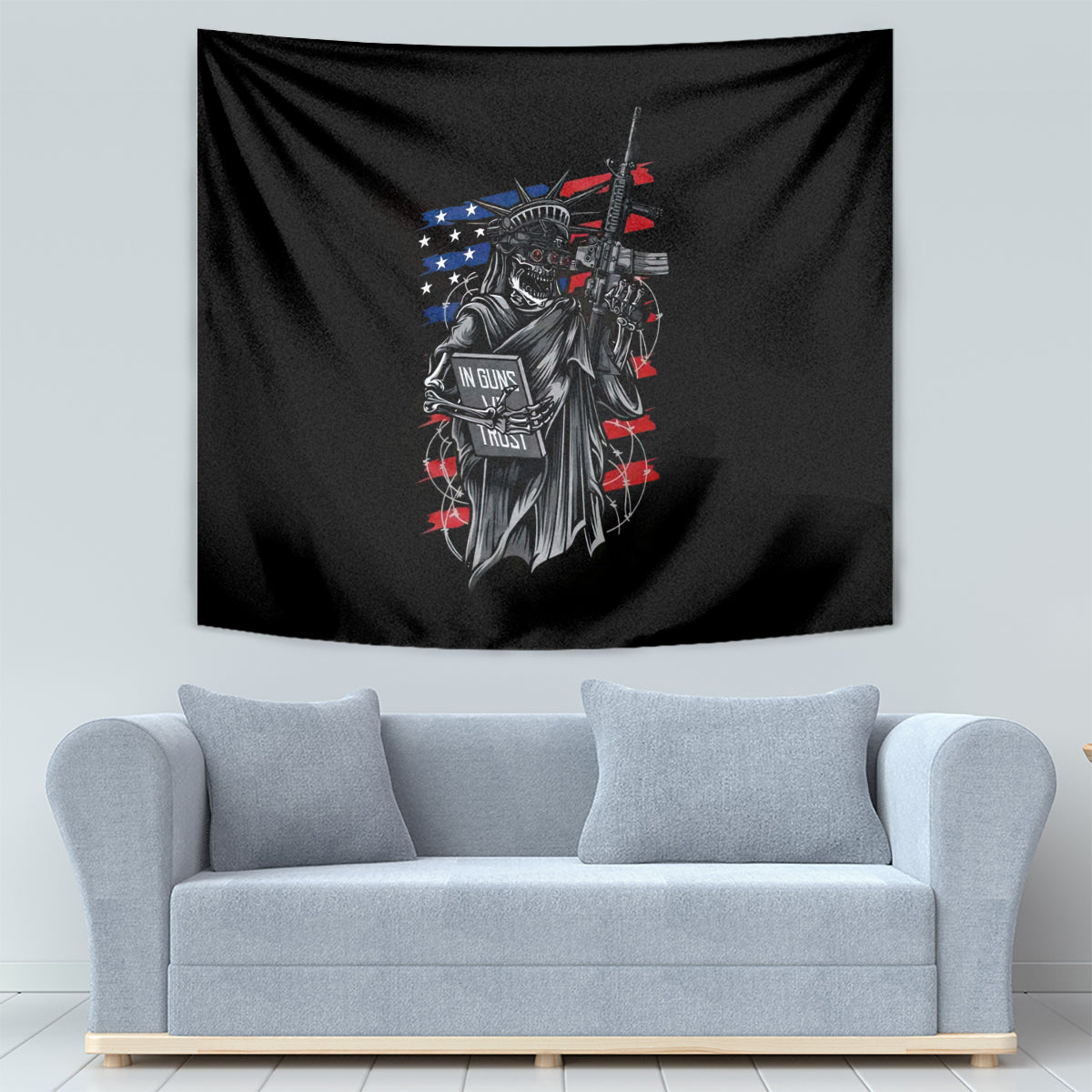 American Skull Tapestry In Gun We Trust - Wonder Print Shop