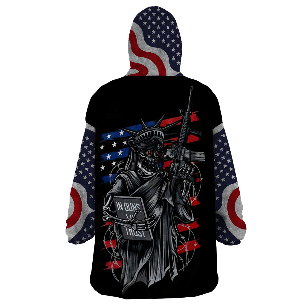 American Skull Wearable Blanket Hoodie In Gun We Trust - Wonder Print Shop
