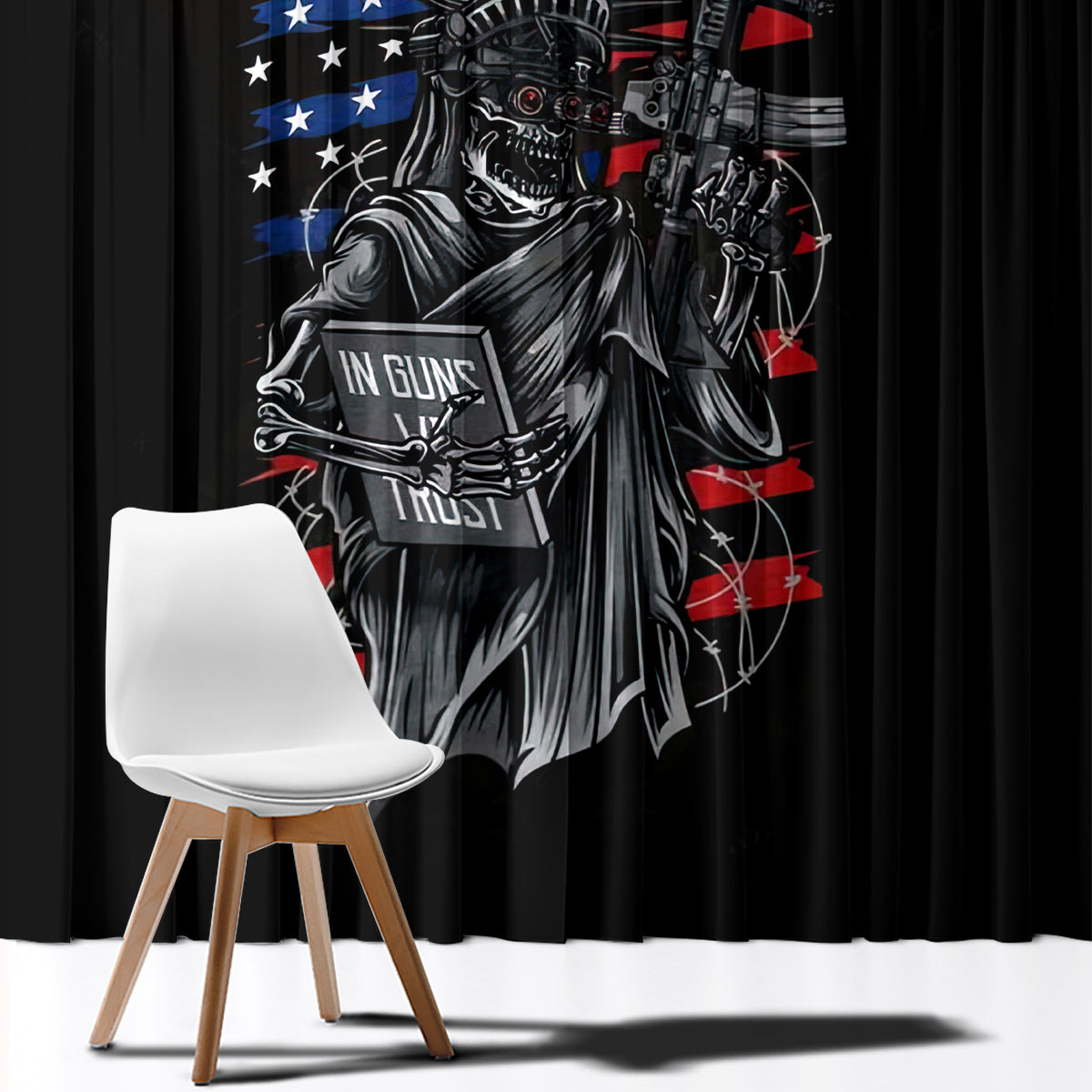 American Skull Window Curtain In Gun We Trust - Wonder Print Shop