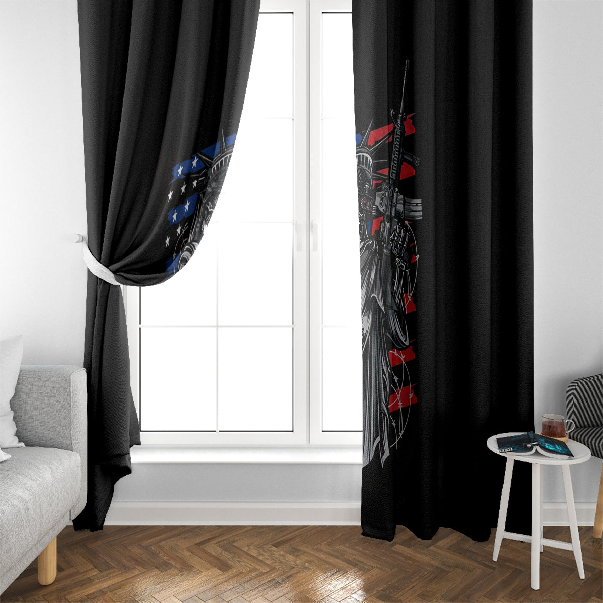 American Skull Window Curtain In Gun We Trust - Wonder Print Shop