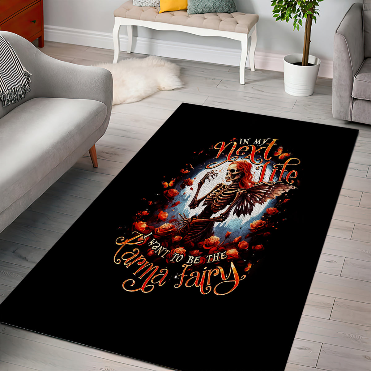 Fairy Skull Area Rug In Next Life I Want To Be The Karma Fairy - Wonder Print Shop
