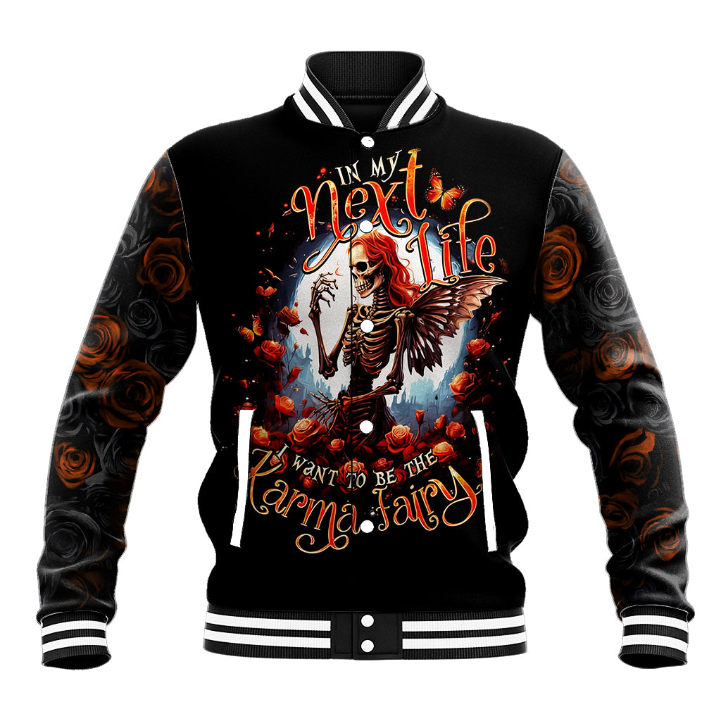 Fairy Skull Baseball Jacket In Next Life I Want To Be The Karma Fairy - Wonder Print Shop