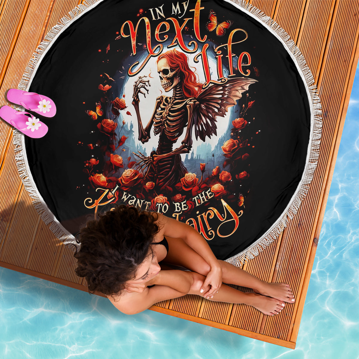 Fairy Skull Beach Blanket In Next Life I Want To Be The Karma Fairy - Wonder Print Shop