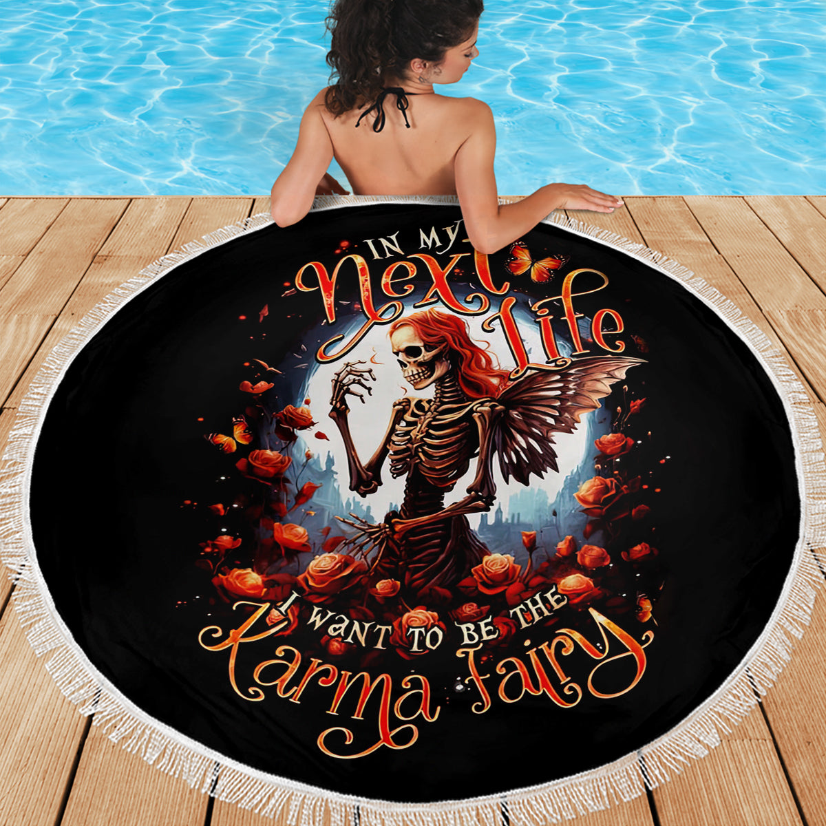 Fairy Skull Beach Blanket In Next Life I Want To Be The Karma Fairy - Wonder Print Shop