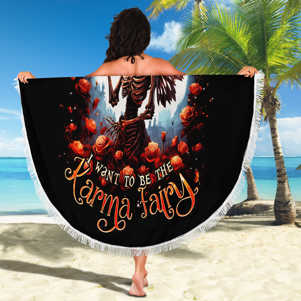 Fairy Skull Beach Blanket In Next Life I Want To Be The Karma Fairy - Wonder Print Shop