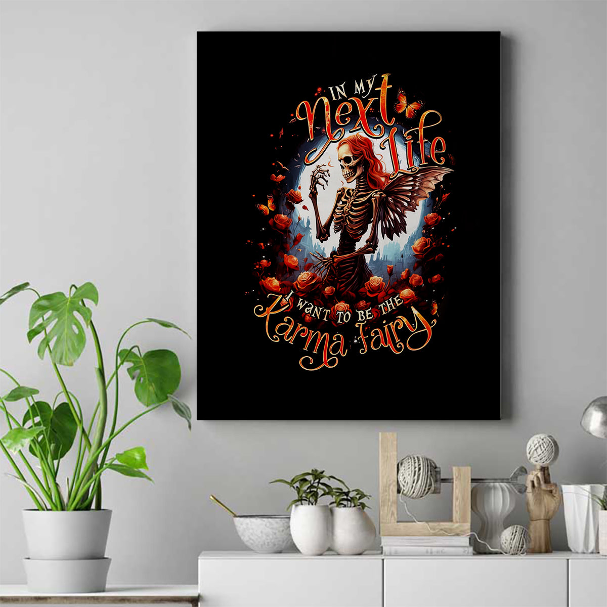 Fairy Skull Canvas Wall Art In Next Life I Want To Be The Karma Fairy - Wonder Print Shop