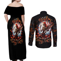 Fairy Skull Couples Matching Off Shoulder Maxi Dress and Long Sleeve Button Shirts In Next Life I Want To Be The Karma Fairy - Wonder Print Shop