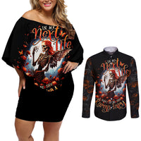 Fairy Skull Couples Matching Off Shoulder Short Dress and Long Sleeve Button Shirts In Next Life I Want To Be The Karma Fairy - Wonder Print Shop