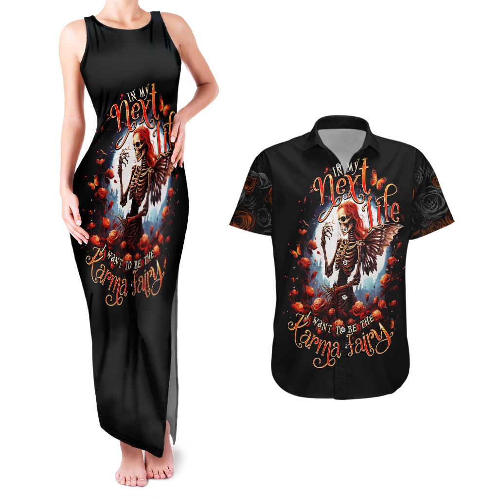Fairy Skull Couples Matching Tank Maxi Dress and Hawaiian Shirt In Next Life I Want To Be The Karma Fairy - Wonder Print Shop