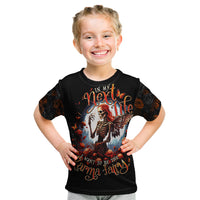 Black kids graphic T-shirt with fairy skull and roses on front print