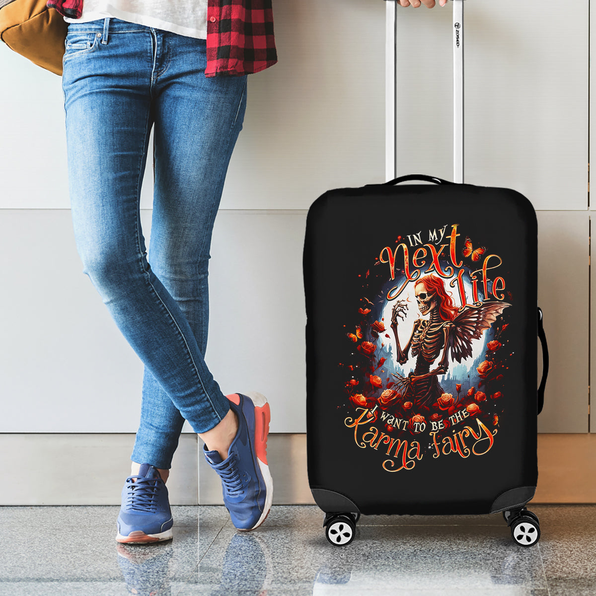 Fairy Skull Luggage Cover In Next Life I Want To Be The Karma Fairy - Wonder Print Shop