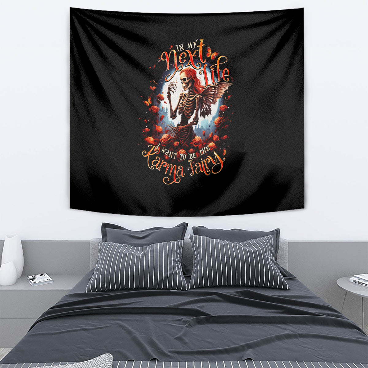 Fairy Skull Tapestry In Next Life I Want To Be The Karma Fairy - Wonder Print Shop