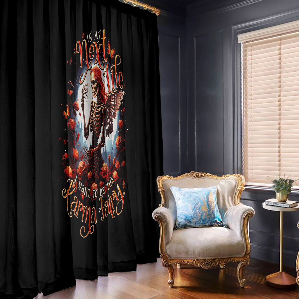 Fairy Skull Window Curtain In Next Life I Want To Be The Karma Fairy - Wonder Print Shop