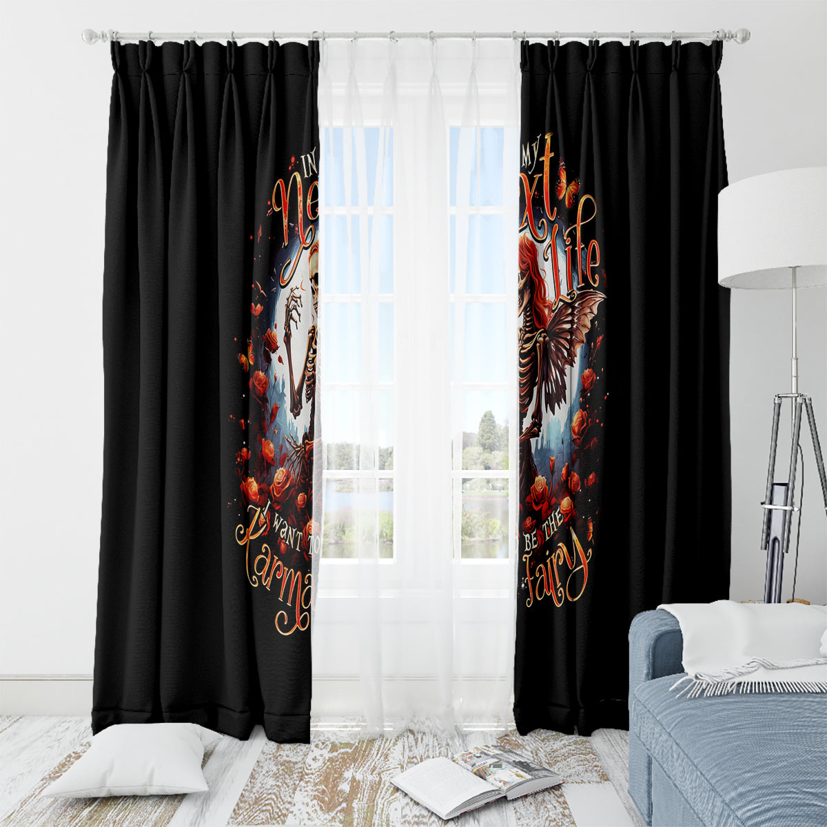 Fairy Skull Window Curtain In Next Life I Want To Be The Karma Fairy - Wonder Print Shop
