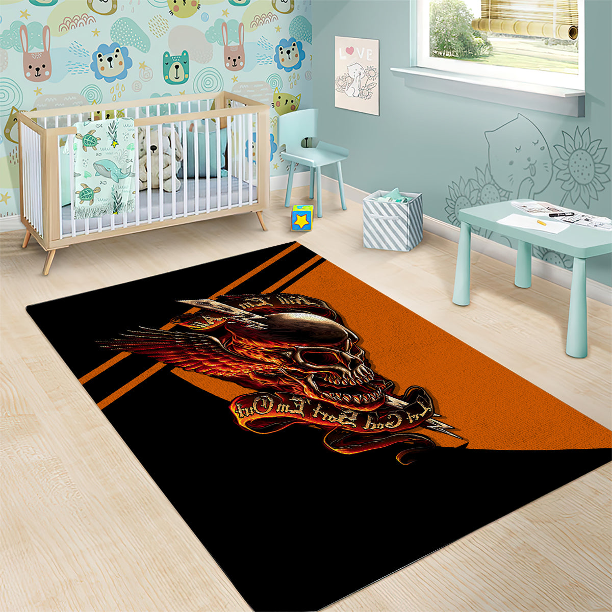 Wings Skull Area Rug Kill Them All - Wonder Print Shop