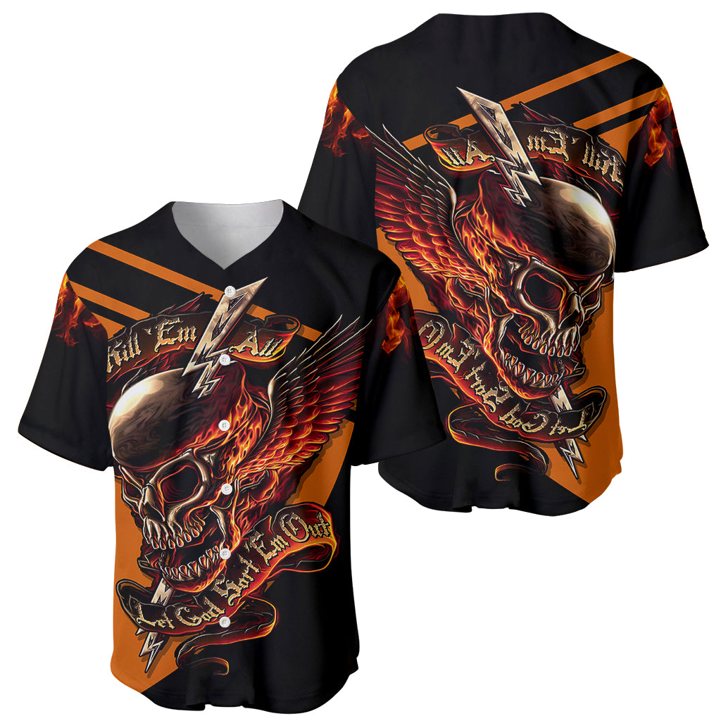 Wings Skull Baseball Jersey Kill Them All - Wonder Print Shop
