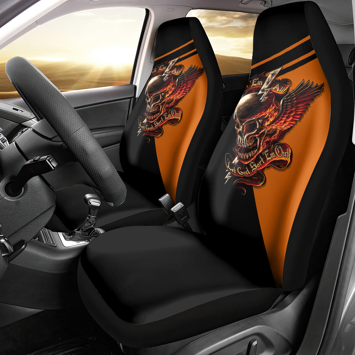 Wings Skull Car Seat Cover Kill Them All - Wonder Print Shop