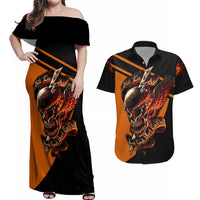 Wings Skull Couples Matching Off Shoulder Maxi Dress and Hawaiian Shirt Kill Them All - Wonder Print Shop