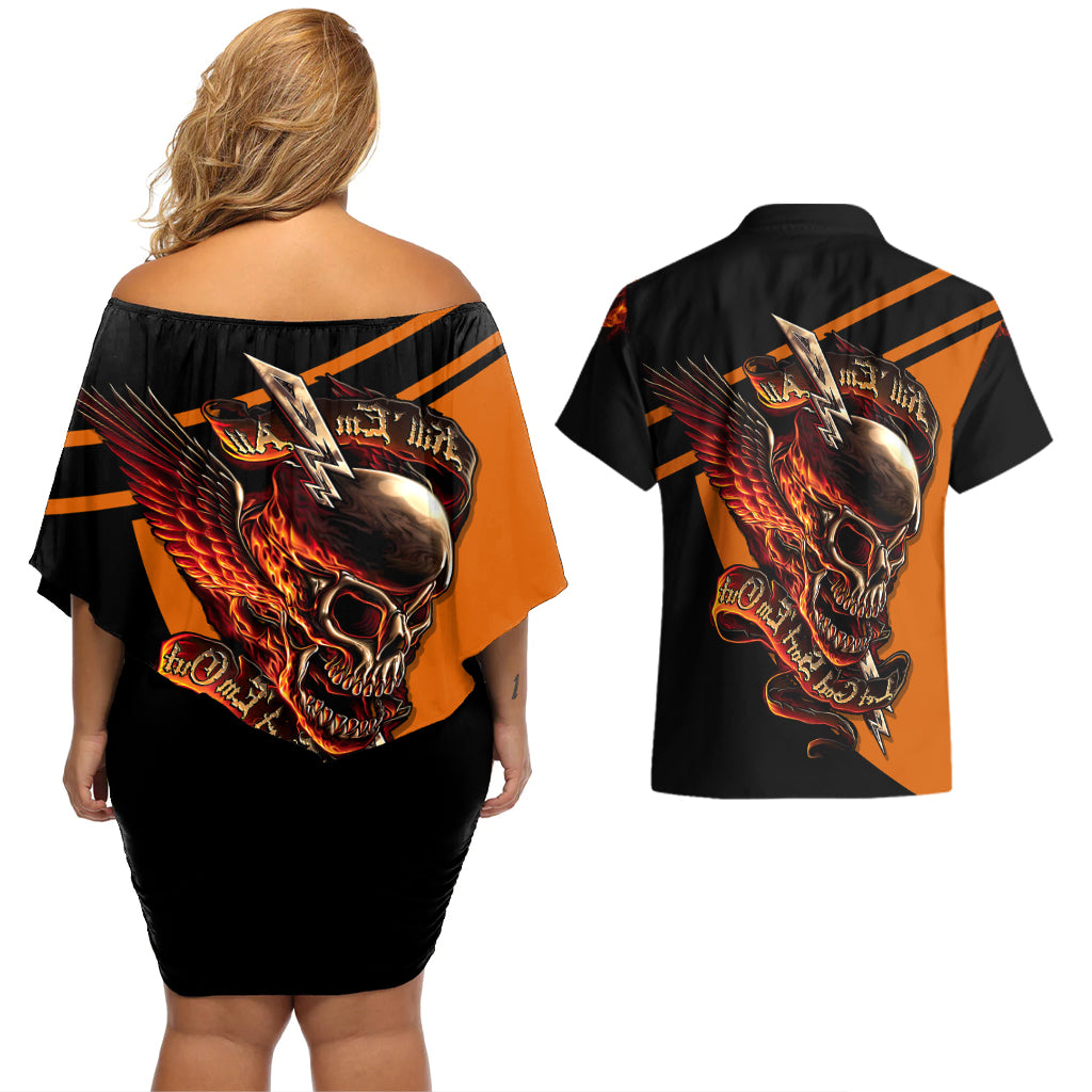Wings Skull Couples Matching Off Shoulder Short Dress and Hawaiian Shirt Kill Them All - Wonder Print Shop
