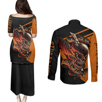 Wings Skull Couples Matching Puletasi Dress and Long Sleeve Button Shirts Kill Them All - Wonder Print Shop
