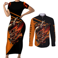 Wings Skull Couples Matching Short Sleeve Bodycon Dress and Long Sleeve Button Shirts Kill Them All - Wonder Print Shop