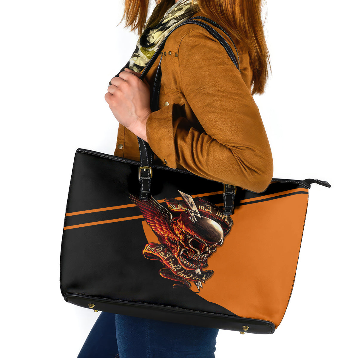 Wings Skull Leather Tote Bag Kill Them All - Wonder Print Shop
