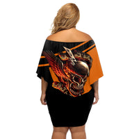 Wings Skull Off Shoulder Short Dress Kill Them All - Wonder Print Shop