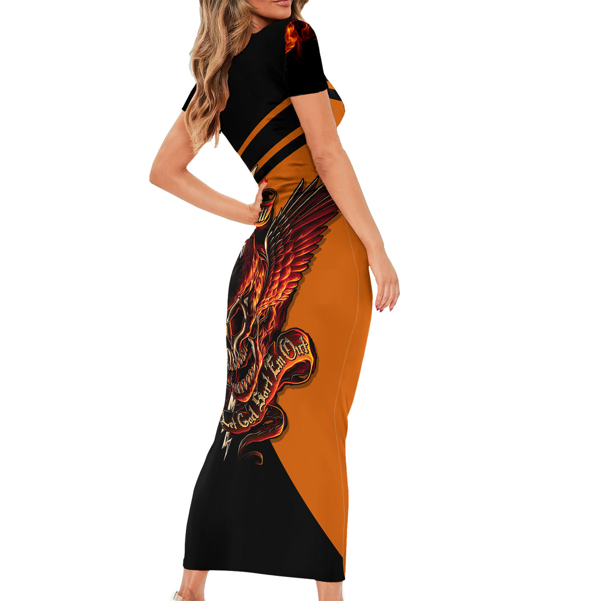 Wings Skull Short Sleeve Bodycon Dress Kill Them All - Wonder Print Shop