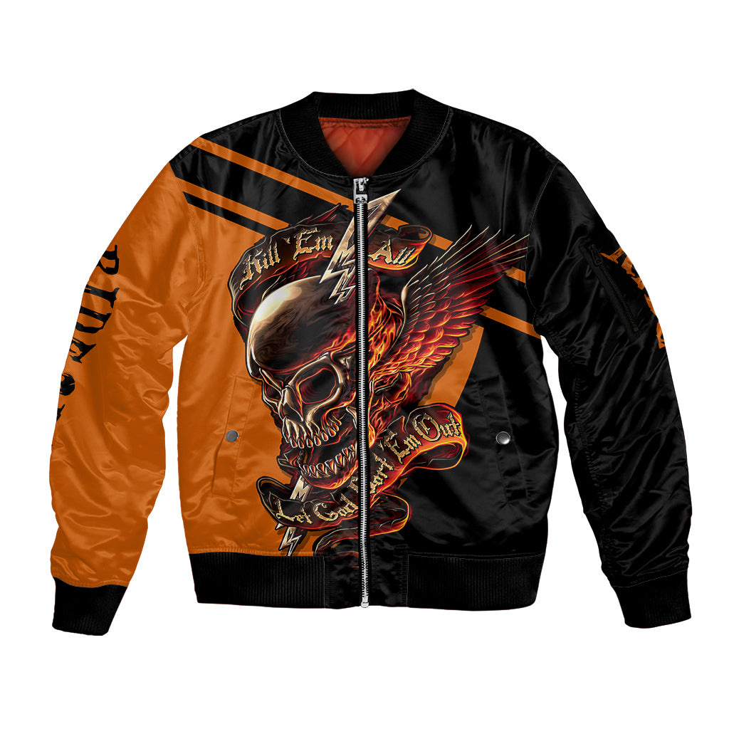 Wings Skull Sleeve Zip Bomber Jacket Kill Them All - Wonder Print Shop