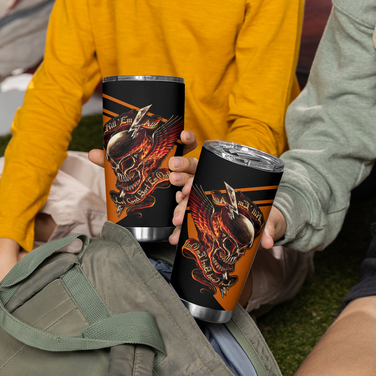 Wings Skull Tumbler Cup Kill Them All - Wonder Print Shop