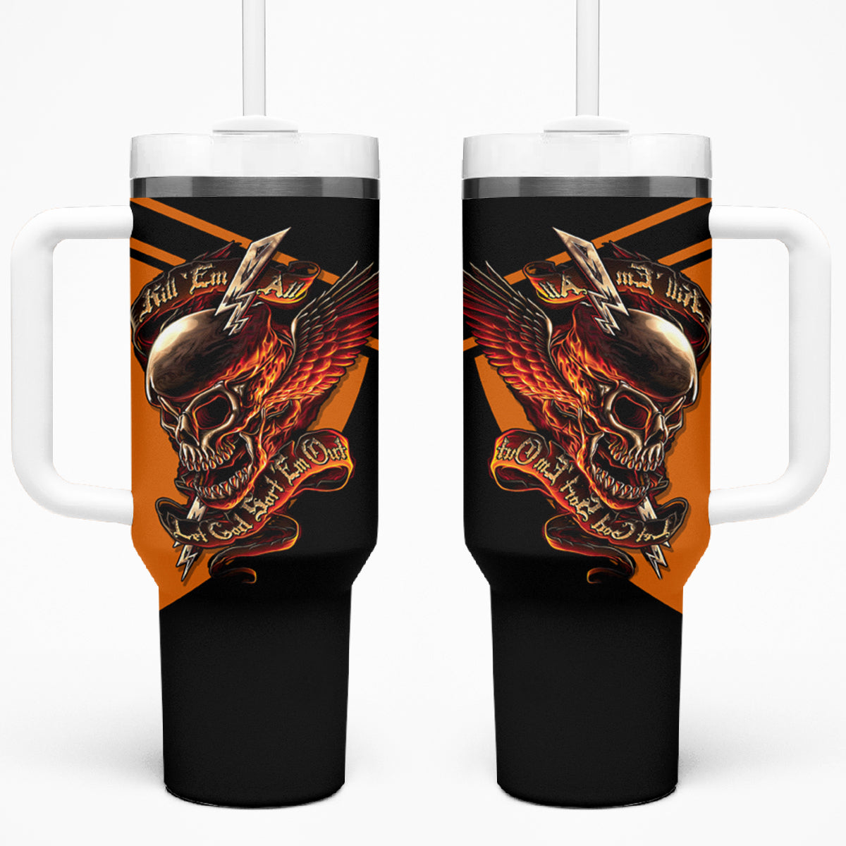 Wings Skull Tumbler With Handle Kill Them All - Wonder Print Shop