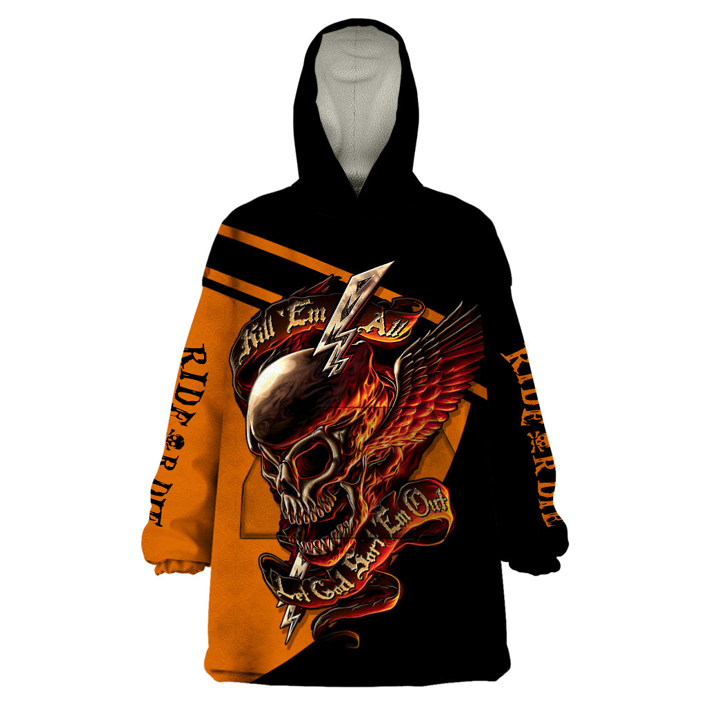 Wings Skull Wearable Blanket Hoodie Kill Them All - Wonder Print Shop