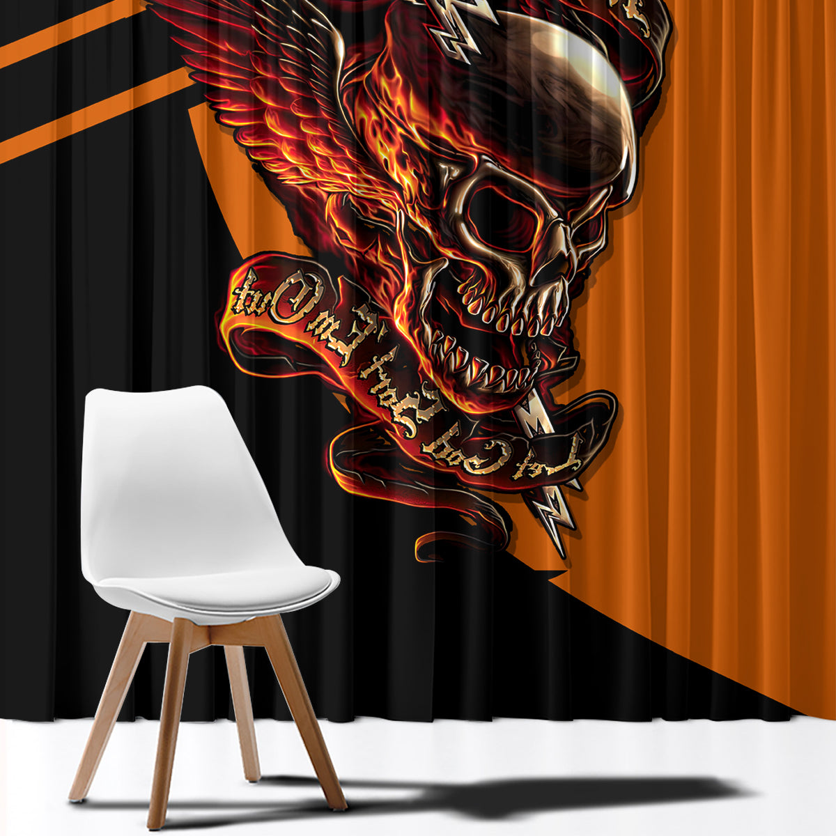 Wings Skull Window Curtain Kill Them All - Wonder Print Shop