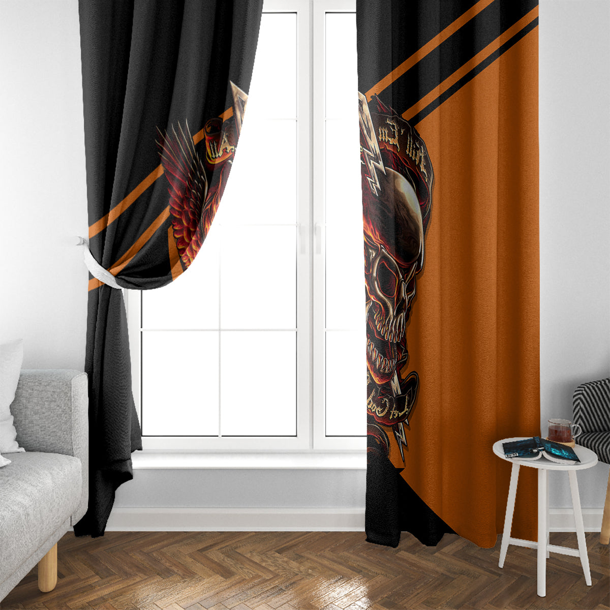 Wings Skull Window Curtain Kill Them All - Wonder Print Shop