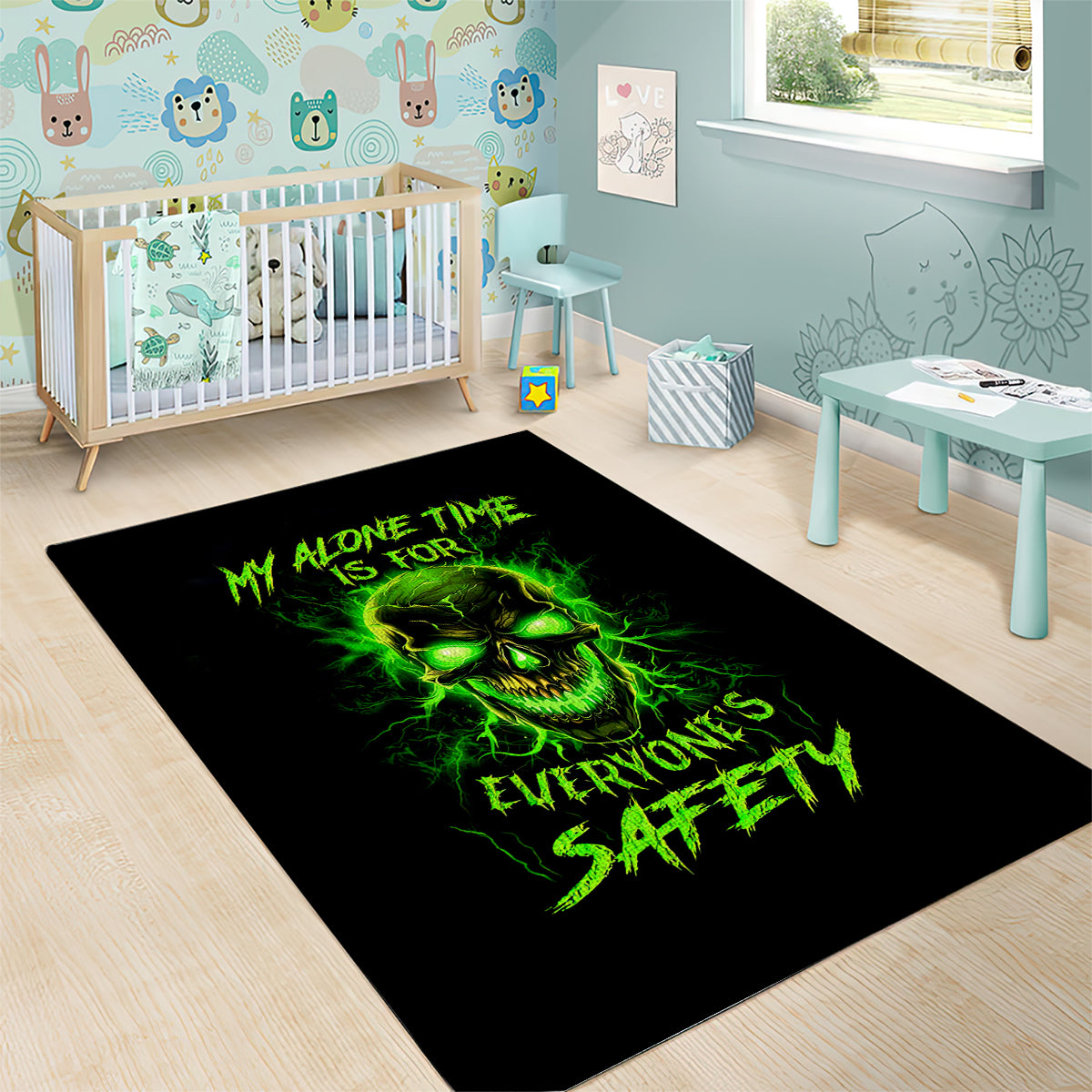 Flame Skull Area Rug My Alone TIme Is For Everyone Safe - Wonder Print Shop