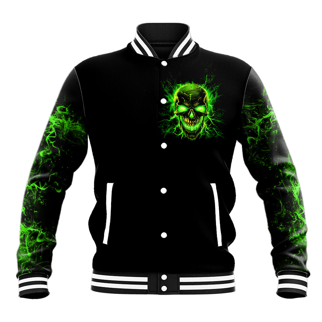 Flame Skull Baseball Jacket My Alone TIme Is For Everyone Safe - Wonder Print Shop