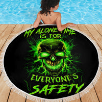 Flame Skull Beach Blanket My Alone TIme Is For Everyone Safe - Wonder Print Shop