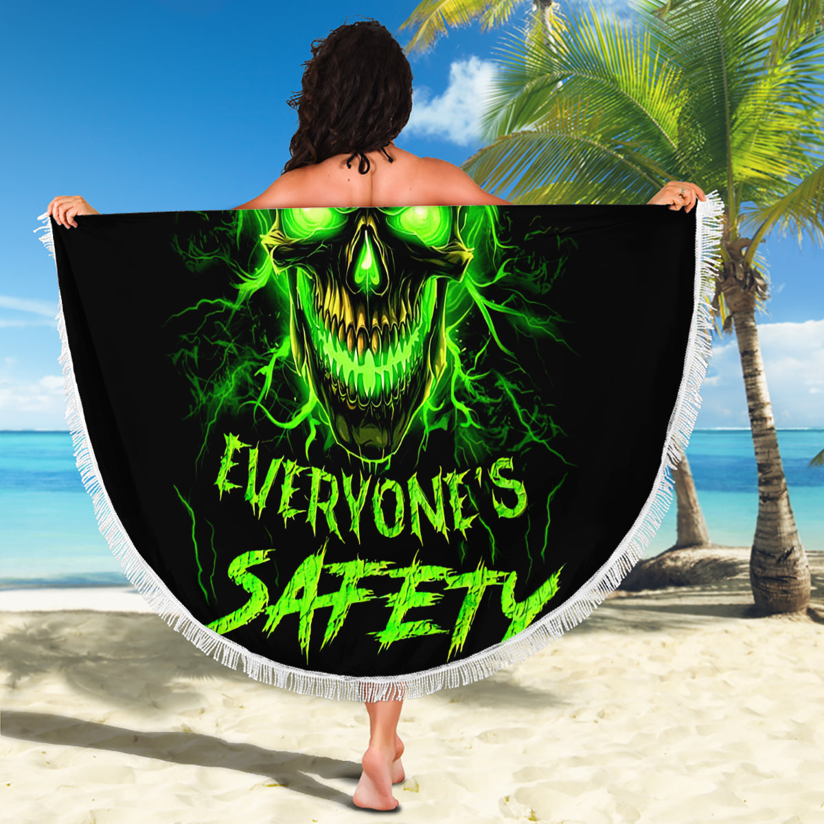 Flame Skull Beach Blanket My Alone TIme Is For Everyone Safe - Wonder Print Shop