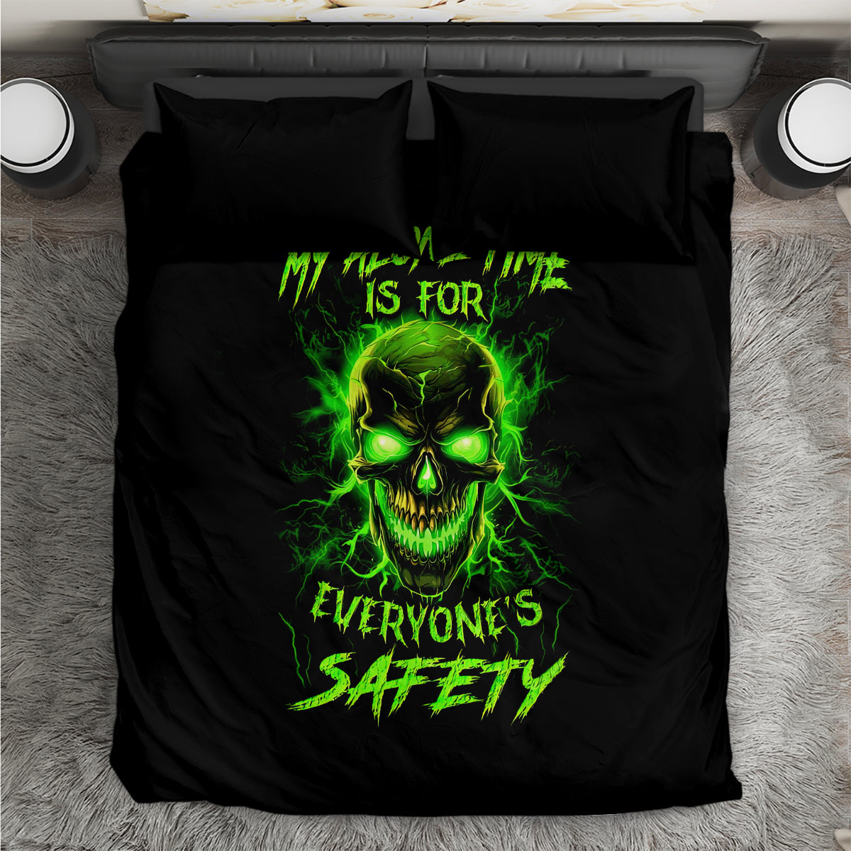 Flame Skull Bedding Set My Alone TIme Is For Everyone Safe - Wonder Print Shop